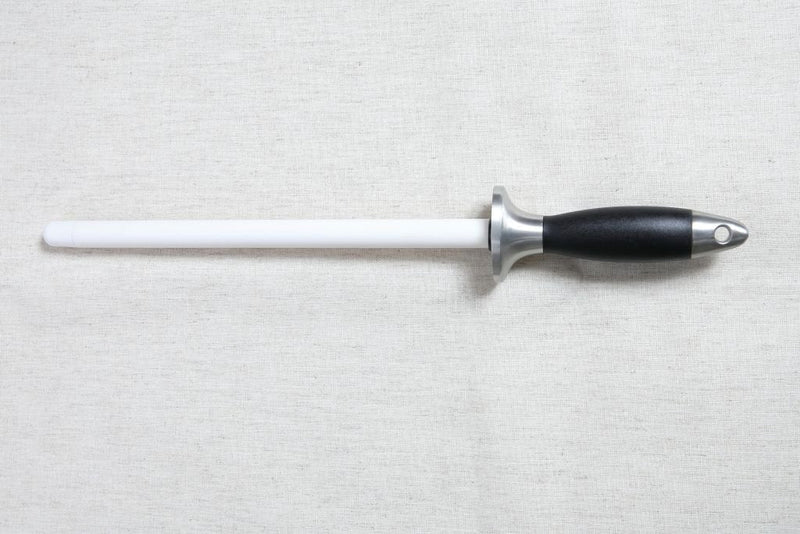 Jende White Ceramic Honing Rod Sharpening Steel, shatterproof rod with an anti-break tip & stainless steel handle
