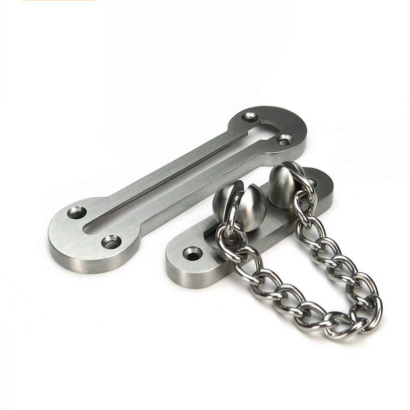 Extra-Thick Door Chain Lock- Sus304 Stainless Steel Casting Door Security Chain Guard, Heavy Duty Latch Lock for Inside Door, Brushed Nickel Finish (Deluxe Extra-Thick:3 mm) (EK-07) EK-07