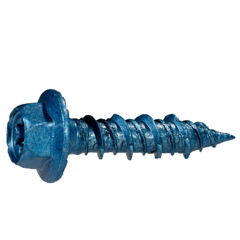 TorqueMaster Star Drive Hex Washer Head Masonry Screws, 50 Pieces with Driver Bit & Masonry Drill Bit - 5/16" x 2-1/4" Concrete Masonry Screws, Rust Resistant High Strength