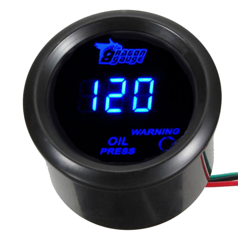 ESUPPORT Car 2" 52mm Digital Oil Press Pressure Gauge Blue LED Oil Press Gauge