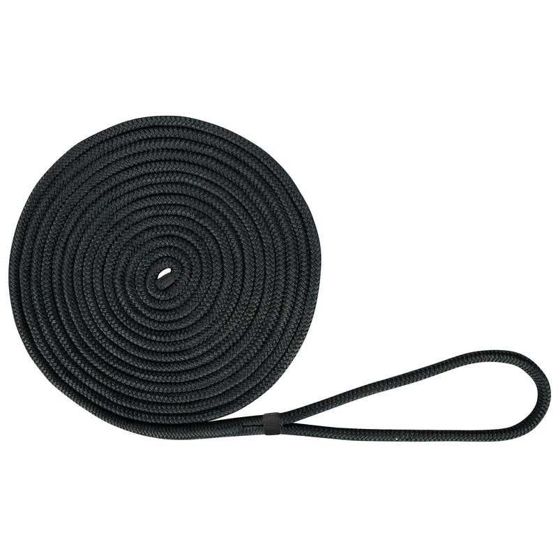 Extreme Max BoatTector Premium Double Braid Nylon Dock Line Black 1/2-Inch x 25-Feet