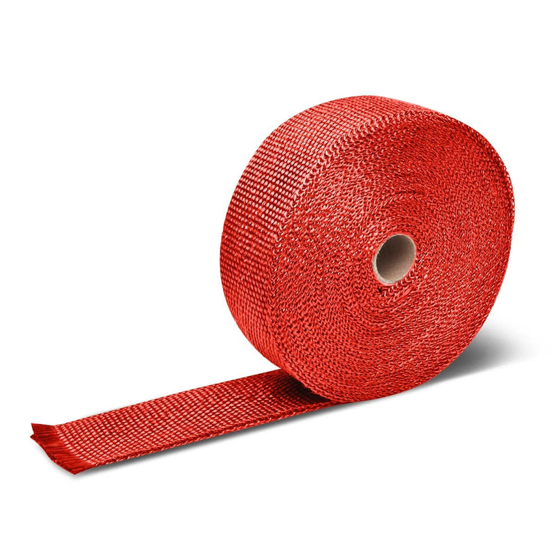 DNA MOTORING 2" x 10 Meter Red Exhaust Heat Wrap, Exhaust Tape High Temp Heat Tape for Pipes, Motorcycle Fiberglass Insulation Roll for Exhaust Pipes, WRAP-T1-RD-10M 10-Meter