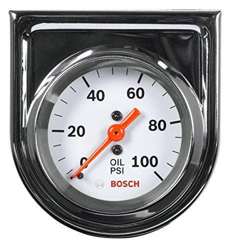 BOSCH SP0F000044 Style Line 2" Mechanical Oil Pressure Gauge (White Dial Face, Chrome Bezel)
