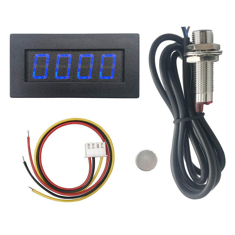  [AUSTRALIA] - DIGITEN 4 Digital LED Tachometer RPM Speed Meter+Hall Proximity Switch Sensor NPN Blue