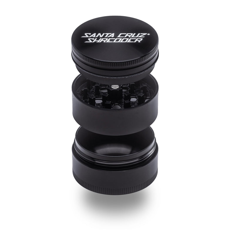 Santa Cruz Shredder Herb Grinder 3 Piece Medium 2 1/8" Superior Grip and Aluminium (Black) Black