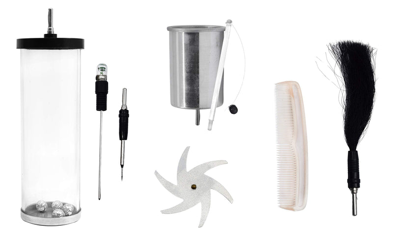 Eisco - Electrostatics Kit 7-Piece Set for Use with Van de Graaff and Wimshurst Machines for Static Charge Experiments