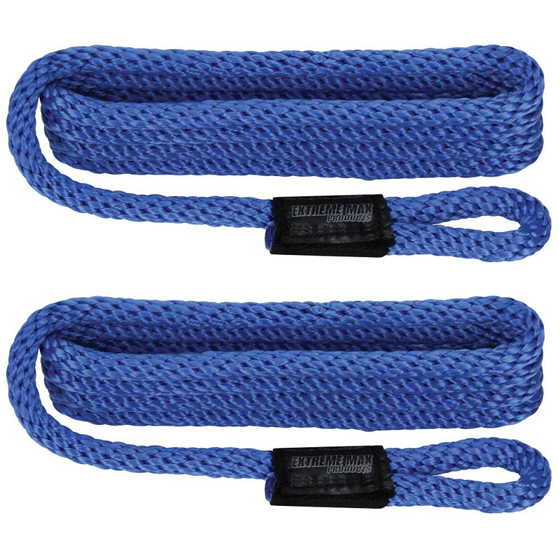 Extreme Max 3006.2159 BoatTector Solid Braid MFP Fender Line Value 2-Pack - 3/8" x 5', Royal Blue