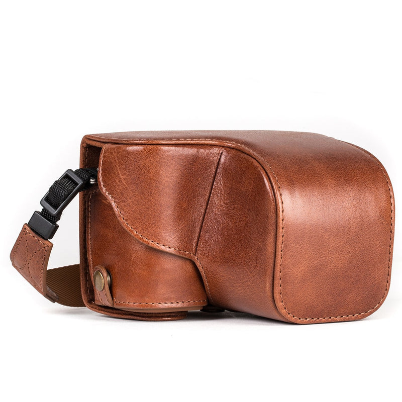 MegaGear Ever Ready MG559 Genuine Leather Camera Case, Bag for Sony Alpha A6000, A6300 with 16-50mm (Dark Brown) One Size Dark Brown