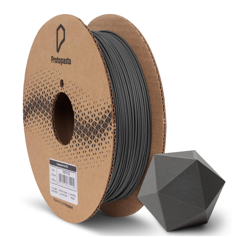 Protopasta Ferromagnetic Iron PLA 3D Printer Filament | ProtoPlant Metal-Filled PLA Plastic Printer Filament with 45% Iron | Patina Friendly Metal Composite Filament | 500g Metallic Spool 1.75mm Magnetic Iron Pla, 500g