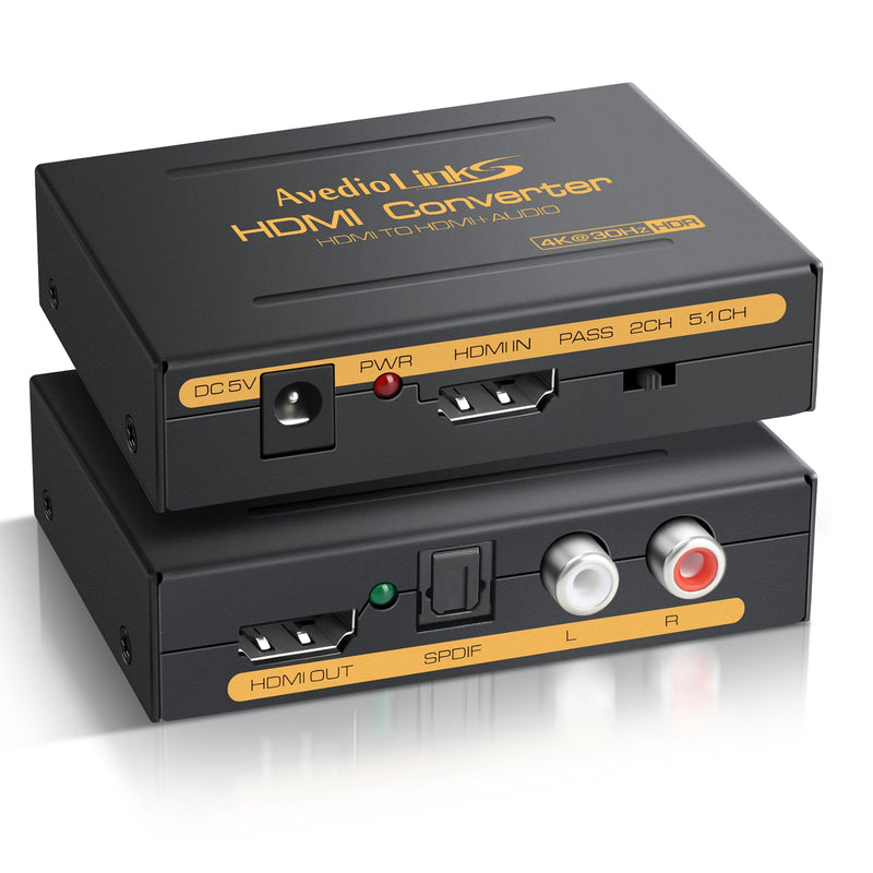avedio links 4K HDMI Audio Extractor Splitter, 1080P@120Hz HDMI Audio Converter Adapter + Optical SPDIF + L/R Stereo HDMI2.0 HDCP2.2 Dolby Digital/DTS for Fire Stick, Blu-Ray Player 4K 30Hz Black