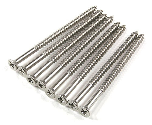 Long Wood Screws for Door Hinges Satin Nickel 9 x 3 Inch 96-Pack