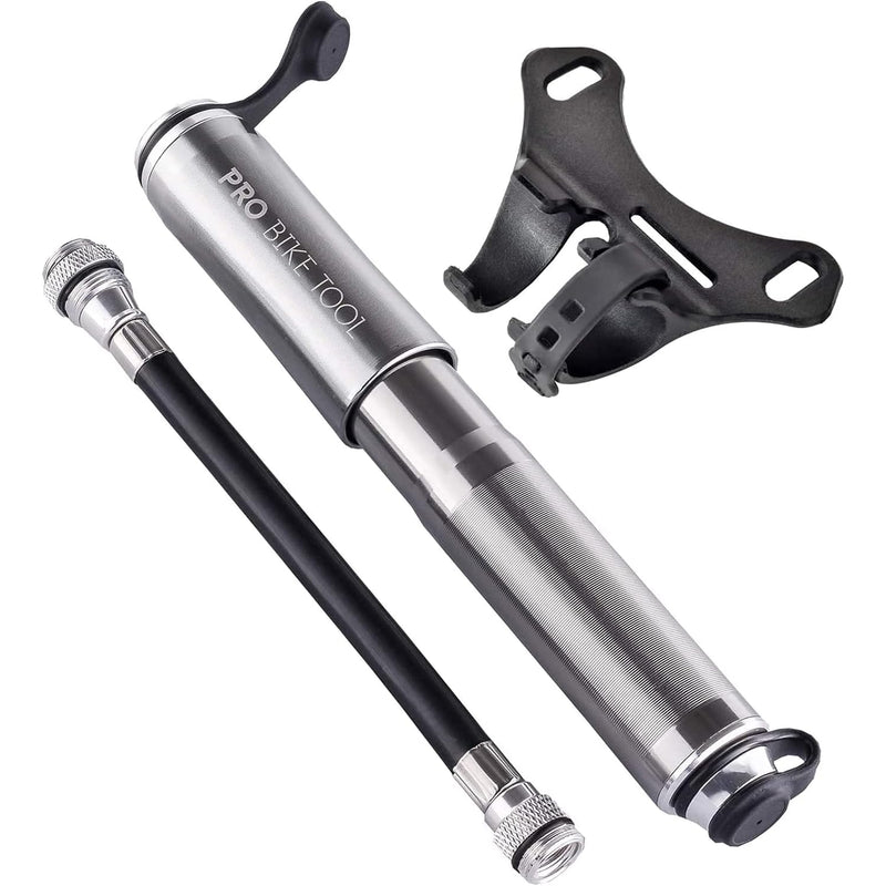 Pro Bike Tool Mini Bike Pump - Compact and Portable Bicycle Tire Pump for Fast Inflation - Compatible with Presta and Schrader Valves - Lightweight and Durable Design - Essential Bicycle Accessories Titanium Mini pump with gauge