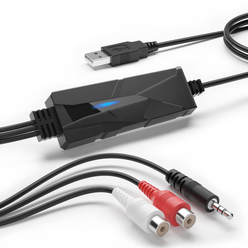 DriverGenius AV202-B USB2.0 Audio Capture/Grabber Card Device - Analog Cassette to Digital MP3 Converter - Compatible for Windows 11, macOS USB-A