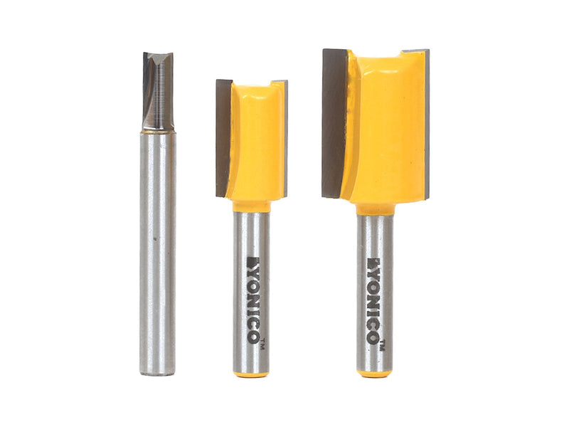 YONICO Router Bits Set Dado Straight Bit Undersize Plywood 3 Bit 1/4-Inch Shank 14323q 1/4" Shank