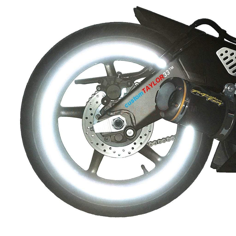 customTAYLOR33 (All Vehicles White/Silver/Chrome High Intensity Grade Reflective Copyrighted Safety Rim Tapes (Must Select Your Rim Size), 19" (Rim Size) 19" (Rim Size)