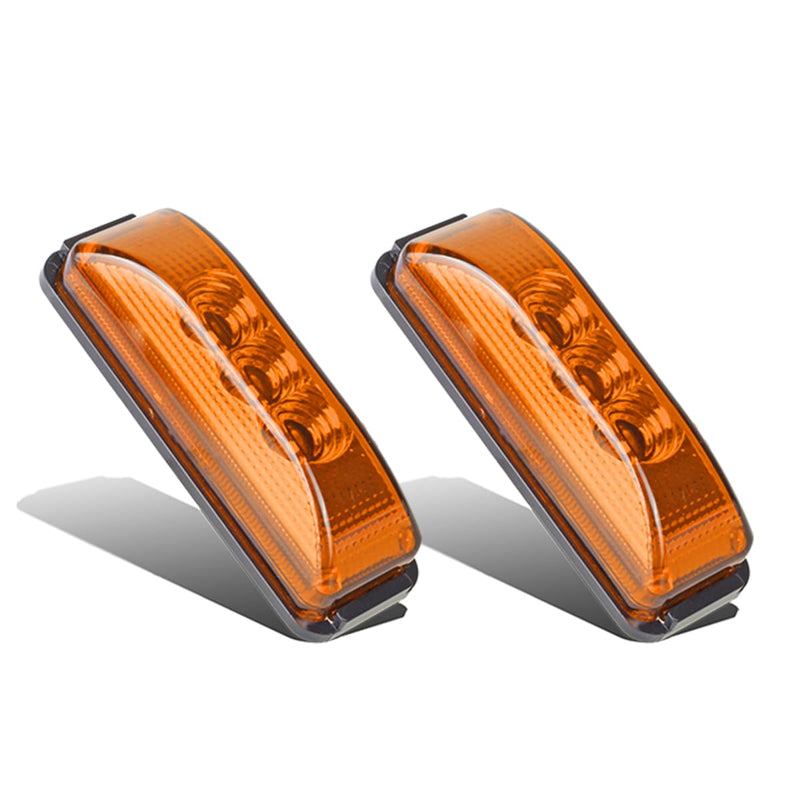 Partsam 2PCS 3 LED Truck Trailer Front Rear LED Side Marker Lights [DOT Approved] indicator Lamp Sealed & Waterproof Surface Mounted Installation Amber 3.9"