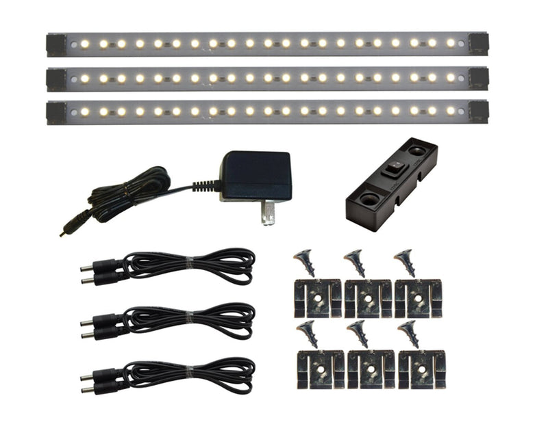 Under Cabinet 21 LED Light Set - 3 Panels - Pro Series - Deluxe Kit - Pure White | (Inline Dimmer Optional See B00405DEEU) | Inspired LED Under Cabinet Lighting