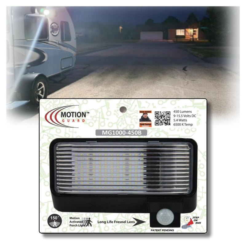 MG1000-450B, RV Exterior Mounted Bright LED Motion Sensor Porch Flood Light, Rated IP65 with INTELA-Sensor, Polarity Guard, Adjustable Sensitivity and EMI Suppression 1 Pac - MG1000-450B - (Lighting Fixture Only)