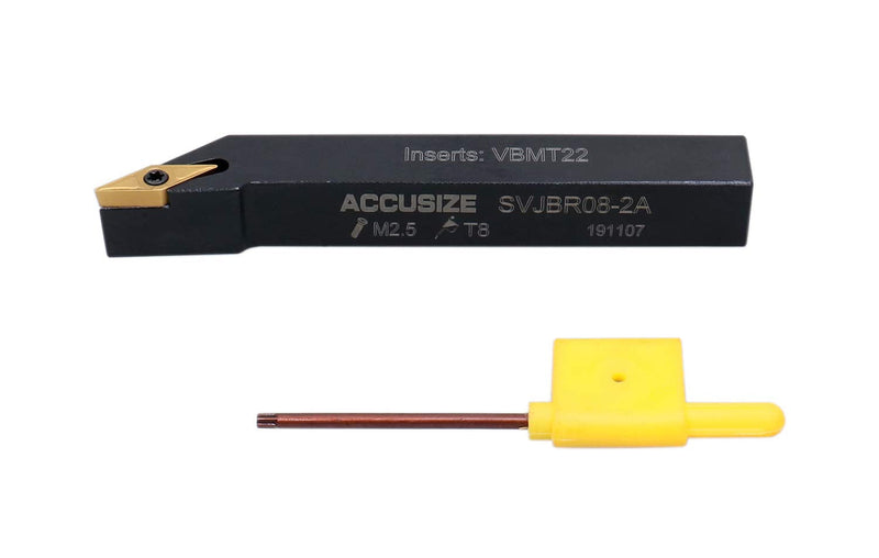 Accusize Indexable Tool Holder, 1/2", 2373-5006 | SVJB R-08-2A Right Hand Turning Tool Holder, 1/2" Shank, 4" OAL, Carbide VBMT22 Insert, -3° 1/2", Right Hand