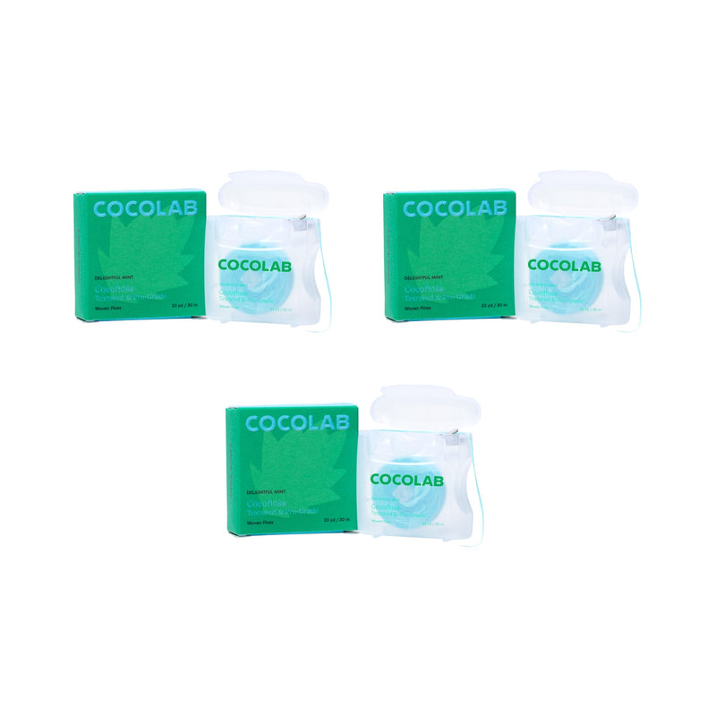 Cocofloss Expanding Woven Dental Floss by Cocolab, Waxed Tooth Floss for Daily Oral Care, Coconut Oil Infused, Vegan, for Adults and Kids, Mint Scent, 3 Pack 99 Foot (Pack of 3)