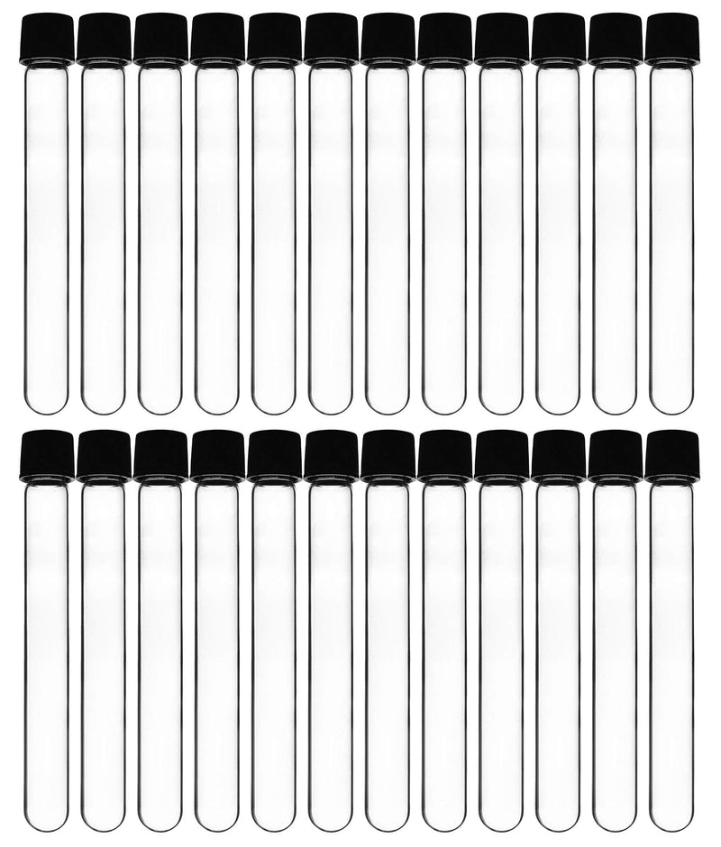 EISCO 24PK Test Tubes, 10ml - Bakelite Screw Cap with Rubber Liner - Borosilicate 3.3 Glass - 3.9" x 0.6" - Round Bottom - Leak Proof 24