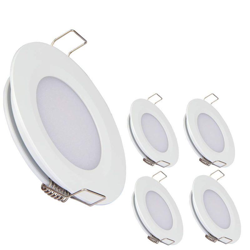 acegoo RV Recessed Ceiling Light 2-3/4” Full Aluminum 12V Dimmable LED Puck Light for Campervan Truck Caravan Boat Roof Under Cabinet Lighting, Flush Mount Cutout 2-1/4" (White,Warm White) 4 Pack White Finish, Warm White