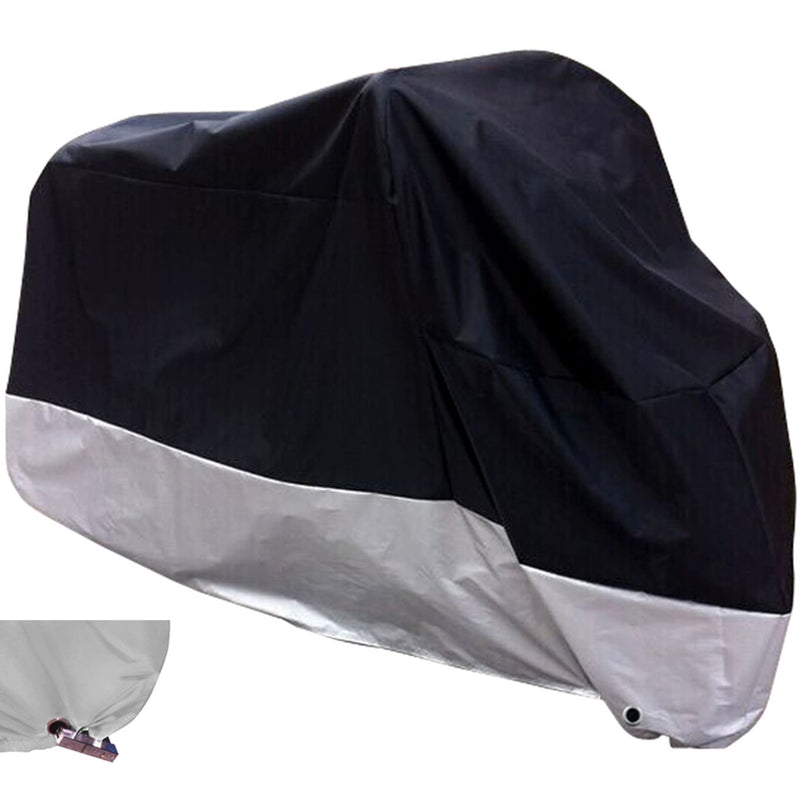 XYZCTEM All Season Black Waterproof Sun Motorcycle Cover,Fits up to 108" Motors (XX Large & Lockholes) 108" Black & Silver
