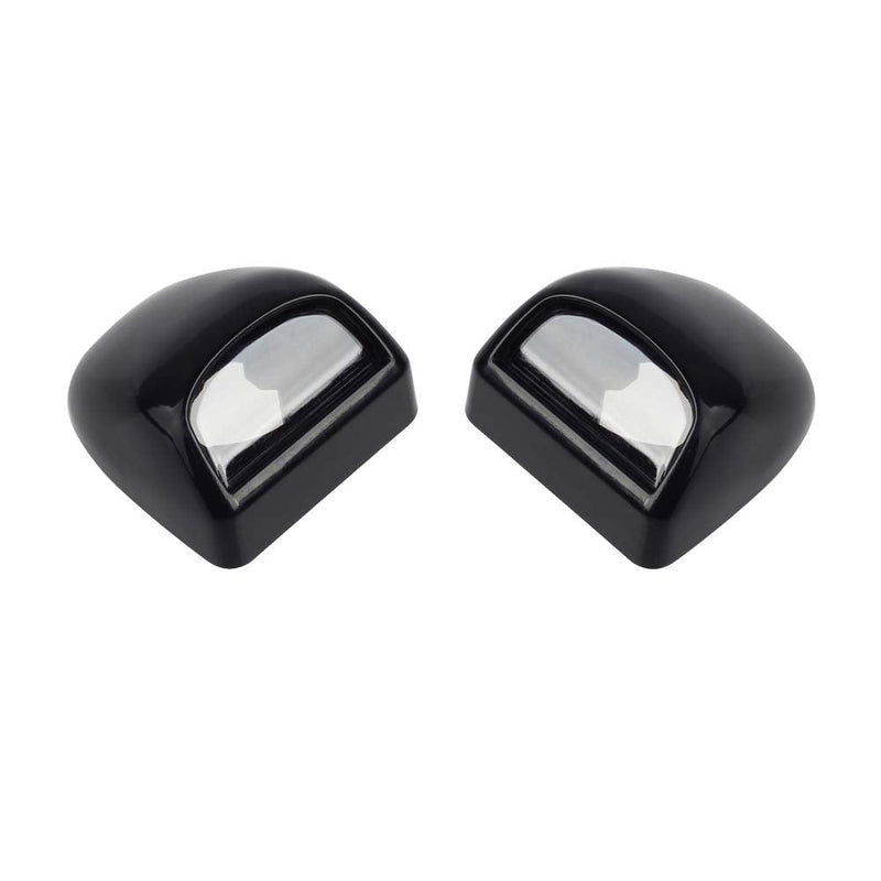 HERCOO License Plate Lights Lamp Lens Black Housing Compatible with Silverado Sierra Avalanche Suburban Escalade Yukon Step Bumper Truck Clips Aftermarket, Pack of 2