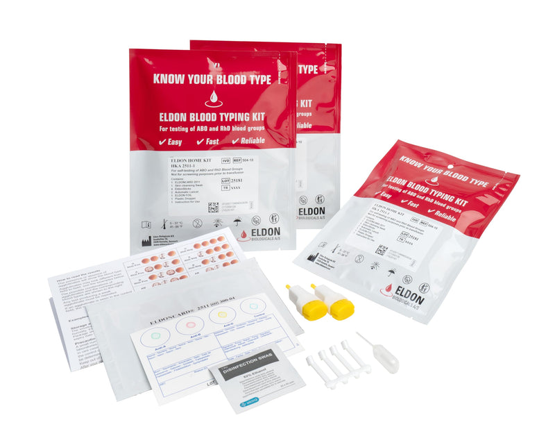 Eldoncard Blood Typing Kit, 3 Test Pack, Know Your Blood Type, Accurate Instant Home Testing, Determine A, O, B, RHS-D Negative & Positive Groups | Know Your Blood Type, Accurate Instant Home Testing, Determine A, O, B, RHS-D Negative & Positive Groups