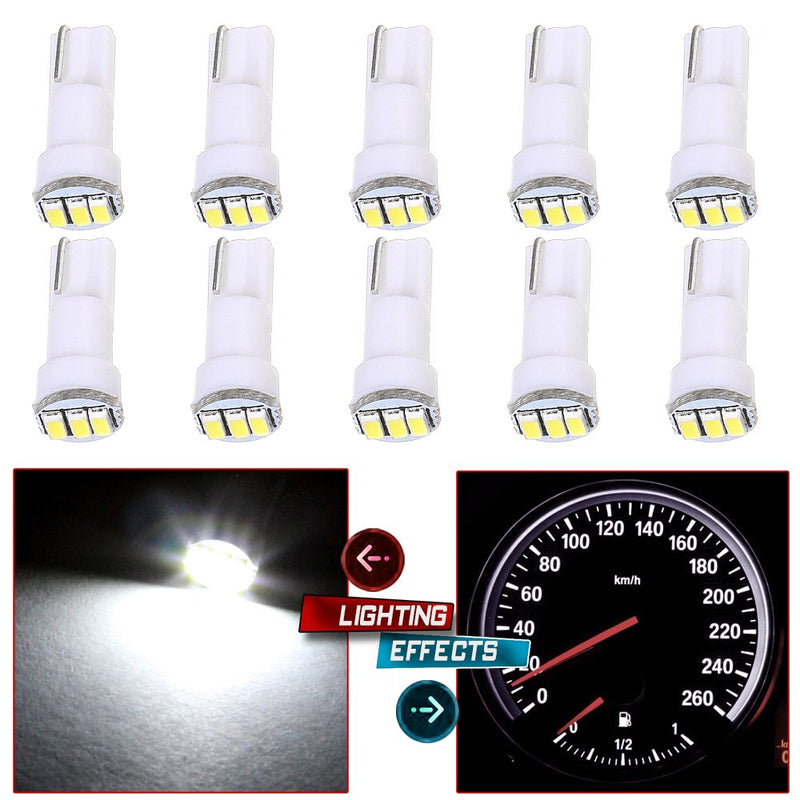 cciyu 10 Pack White T5 73 Wedge 3-3014SMD Instrument Gauge Dash Light LED Bulbs Replacement fit for 1996-1997 1999-2003 For GMC Yukon XL 1500 K3500 Suburban K2500 K1500 Savana 1500 Sierra 2500 HD