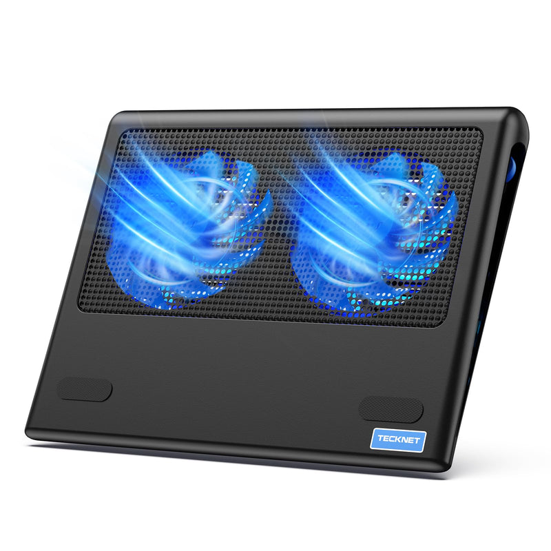 TECKNET Laptop Cooling Pad, 12"-15.6" Laptop Cooler, Gaming Laptop Cooling Stand, Wind Speed Adjustable, 2 USB Powered Laptop Fan Cooling Pad for Laptop Within 16 Inch (Blue) Blue