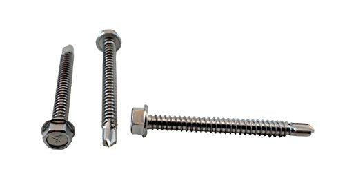 Chenango Supply #14 x 2-1/2" Stainless Hex Washer Head Tek Screws #14 x 2-1/2 inch