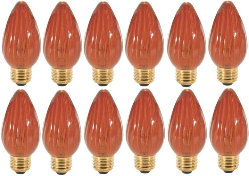 Satco S3370 Decorative Incandescent Light Bulb (Pack of 12), Amber Finish 40W, 120V, 335 Initial Lumens, F15 Lamp Shape, Medium Base, E26 Base, 40F15/A Lamp Code
