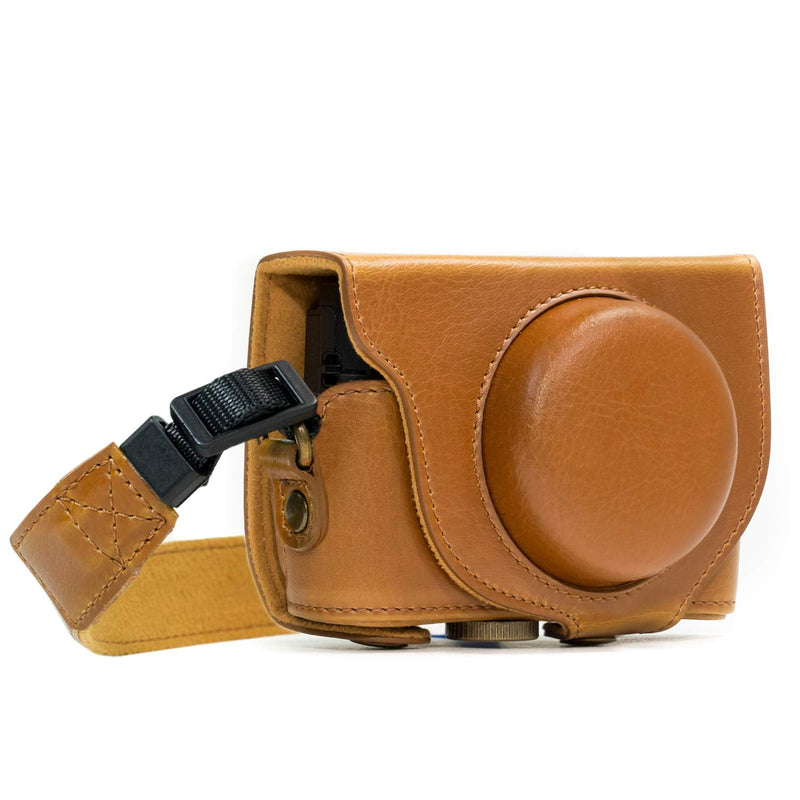 MegaGear Ever Ready Protective Leather Camera Case, Bag for Sony Cyber-Shot DSC-WX500 Digital Camera (Light Brown) (MG601) One Size Light Brown