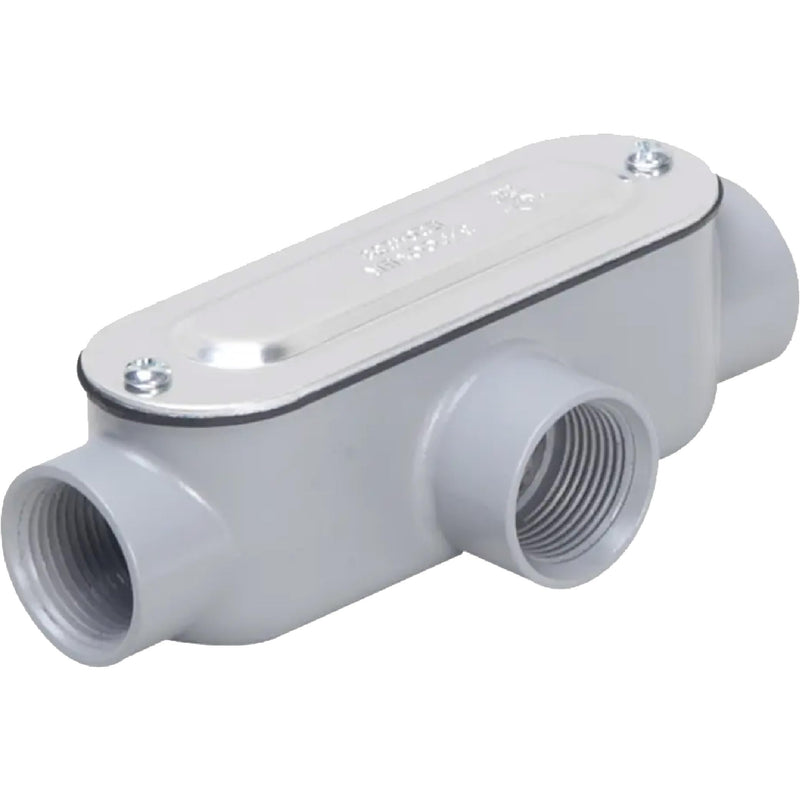 TayMac RLT200 Threaded T Type Conduit Body, Die Cast Aluminum, Stamped Steel Cover, 2-Inch,Gray 2 Inch