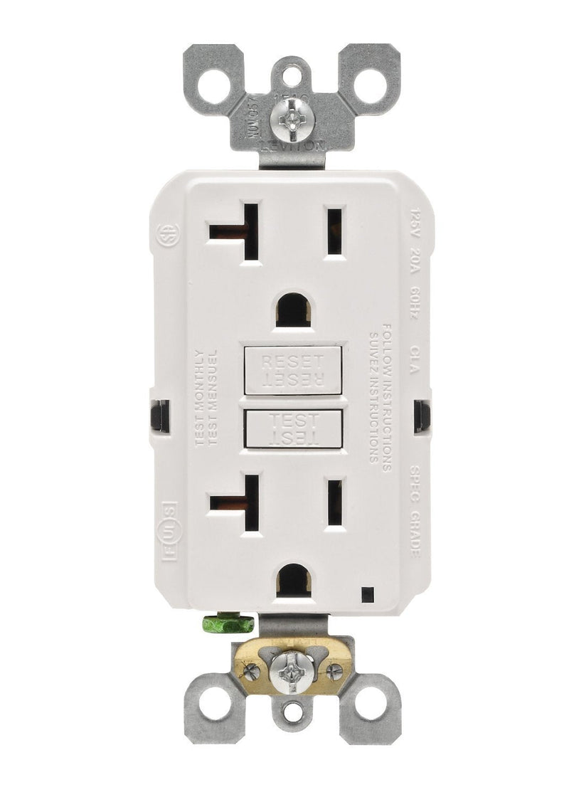 Leviton Self-Test SmartlockPro Slim GFCI Non-Tamper-Resistant Receptacle with LED Indicator (3 Pack), GFNT2-3W, White 3 Pack