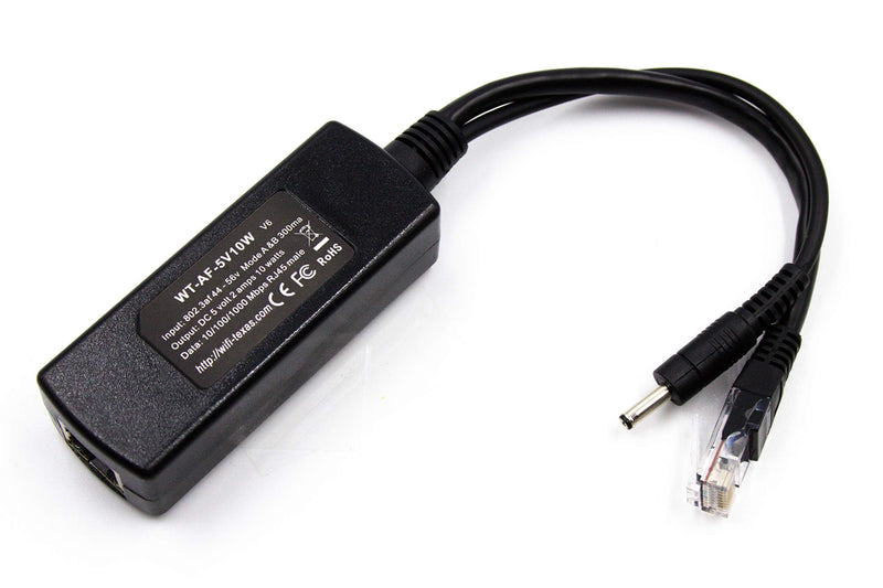 PoE Texas 802.3af Power Over Ethernet PoE Splitter with 5 Volts 10 Watts Output - for 5V Non-PoE Security Camera and Devices Like Foscam, Sonoff, Tablet, USB, Dropcam, Raspberry Pi and Others
