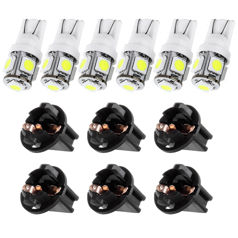 cciyu 6 Pack White PC168 T10 LED Cluster Gauge Dash Light Bulb W/Twist Lock