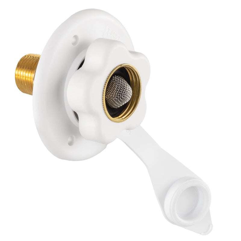 RecPro RV White City Water Fill Inlet Flange Brass with Check Valve | Made in America (No Hose Elbow) No Hose Elbow