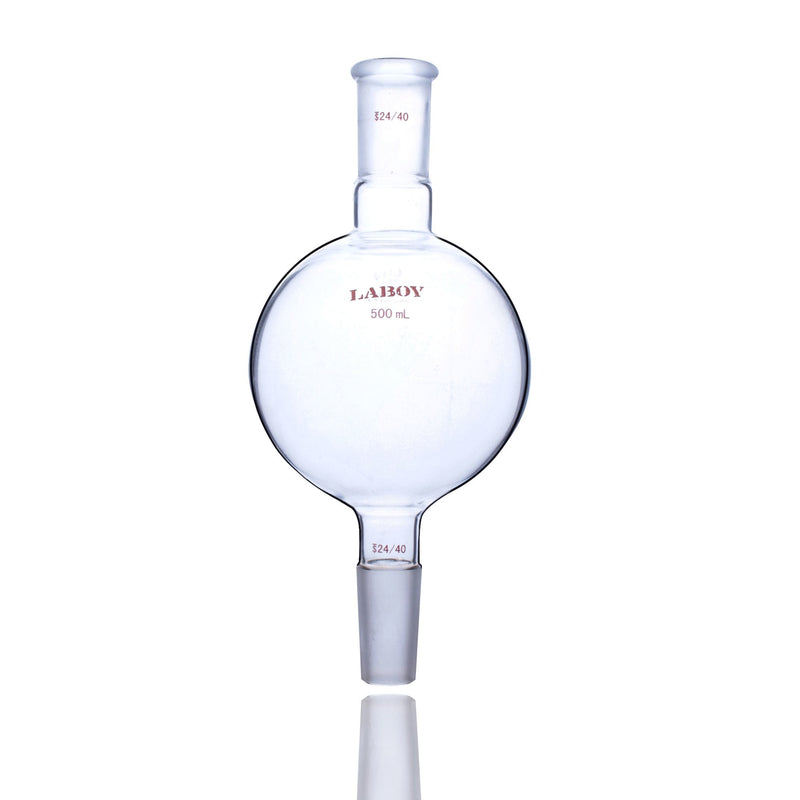 Laboy Glass Flash Chromatography Reservoir 500mL with 24/40 Top Outer and Lower Inner Joint Lab Glassware Capacity of 500mL,24/40