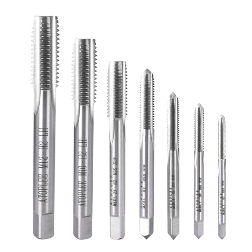 ATOPLEE 7pcs Metric M2 HSS 6542 Left Hand Thread Tap Set, M3 M4 M5 M6 M8 M10 M12