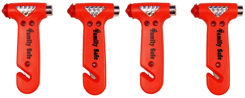 Family Safe 4 Pack Emergency Escape Tool - Seatbelt Cutter Window Breaker