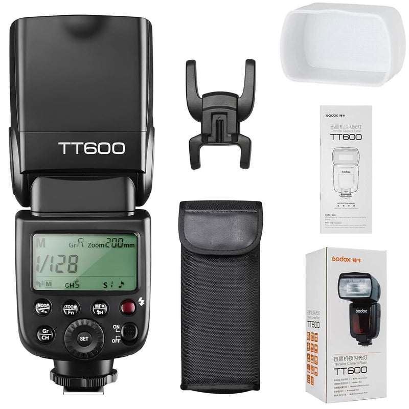 Godox TT600 GN60 2.4G Camera Flash Speedlite & Diffuser for Studio Portrait | Master/Slave GN60 Manual Flash, HSS when paired off camera with Godox X Trigger System for Canon, Nikon, Fujifilm and Olympus Diffuser Kit for Universal Hot Shoe