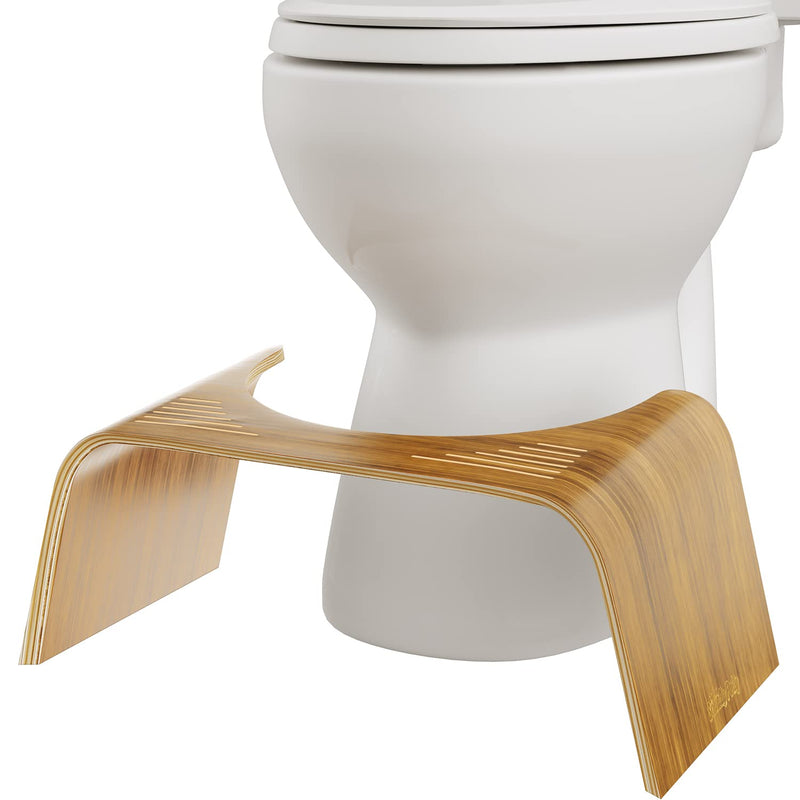 Squatty Potty Slim Teak Toilet Stool - 7-inch Height | Original Bathroom Wood Stool for Natural Positioning Brown