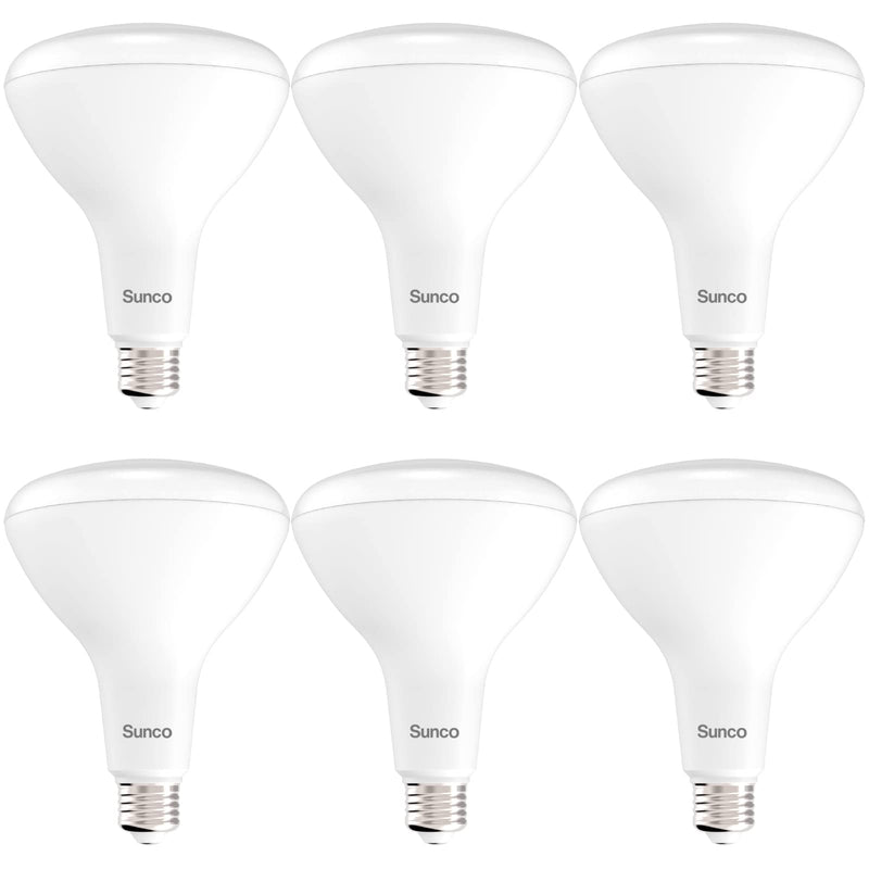 Sunco 6 Pack BR40 LED Light Bulbs, Indoor Flood Lights, Recessed Can Light Bulb, 1400 LM, 17W (100W Equivalent), 3000K Warm White, Dimmable, E26 Base, for Home, Bedroom, Kitchen UL 6 Count (Pack of 1) White - 3000k