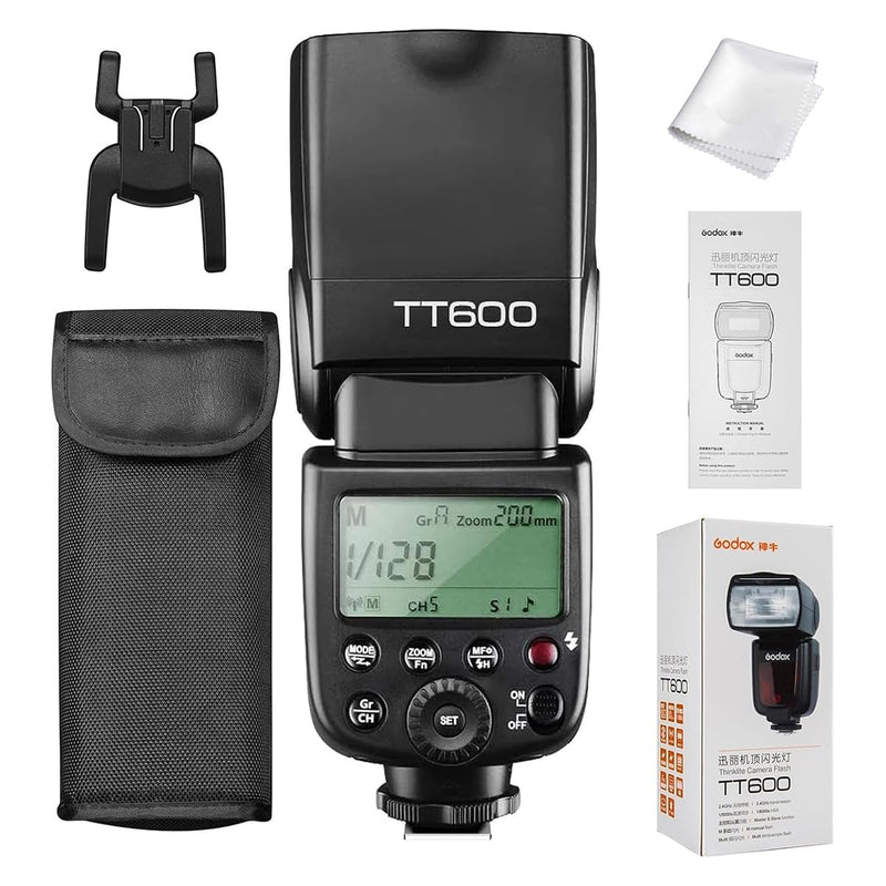 Godox TT600 Speedlite Flash with Built-in 2.4G Wireless System | Manual Flash with Standard Hotshoe, Compatible with Canon Nikon Pentax Olympus Cameras for Versatile Wireless Lighting