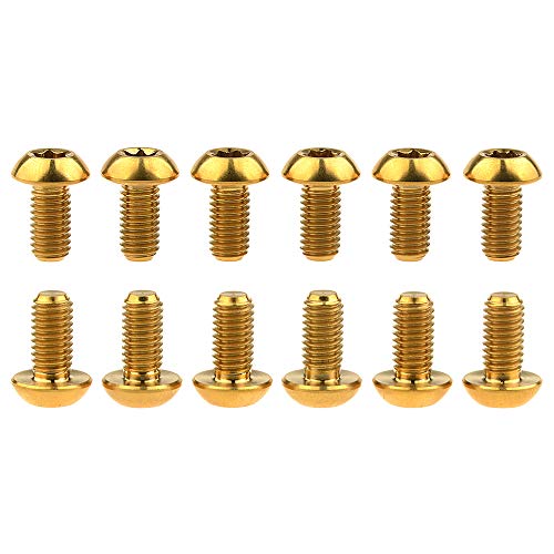 12Pcs Titanium Bolts Torx M5x10 Bicycle Bike Disc Brake (Gold) Gold