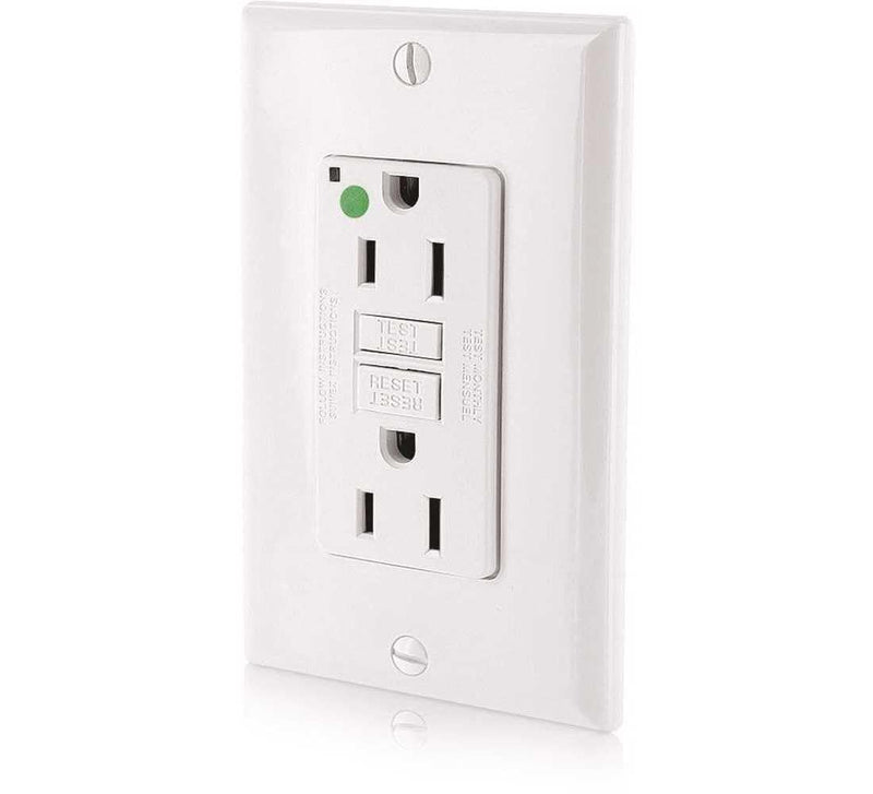 Leviton 15A-125V Extra-Heavy Duty Hospital Grade Non-Tamper-Resistant Duplex Self-Test GFCI Receptacle, 15-Amp, GFNT1-HGW, White