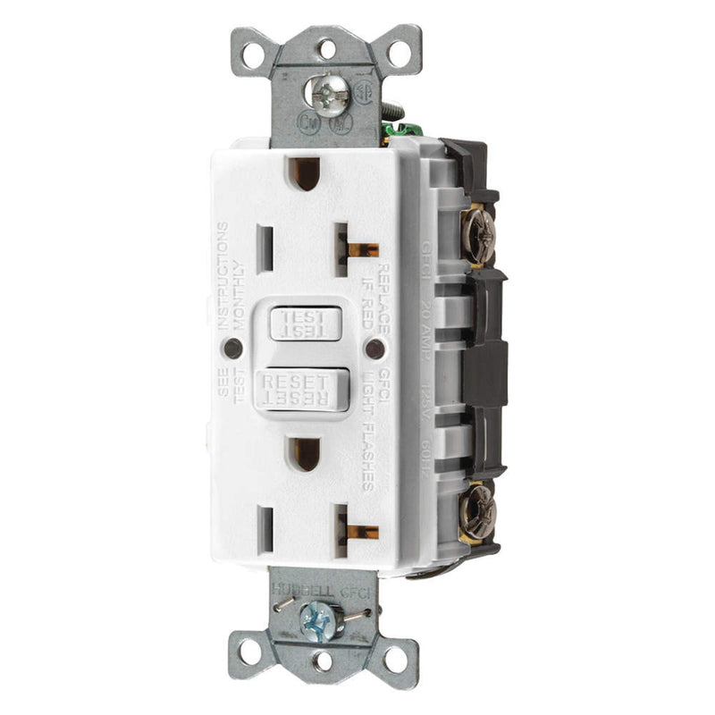 Hubbell Wiring GFRST20W AUTOGUARD Commercial Standard GFCI Receptacle, White, NEMA 5-20R, 125 Volts, 20 AMPS (1 PER CASE)
