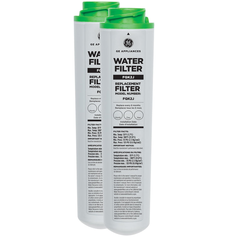 GE Under Sink Water Filter Replacement, Dual Flow, Reduces Sediment, Rust & Other Impurities from Water, Fits GXK255TBN Under Sink Filtration System, Replace Every 6 Months, FQK2J, 2 Filters 2 Count (Pack of 1)